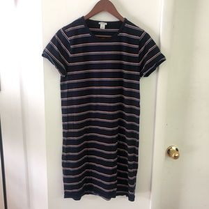 Last chance crew navy stripe t shirt dress M cotton vintage 90s style